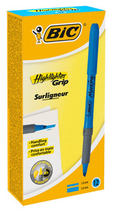 Marcador Bic Highlighter Grip 1,6 Mm Azul | Bic | Pack 12 Unidades